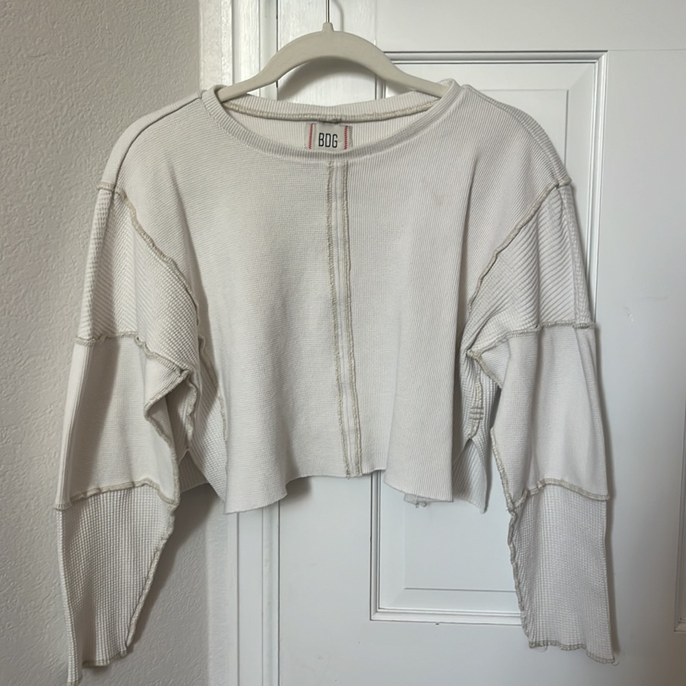 BDG Cream Waffle Knit Top